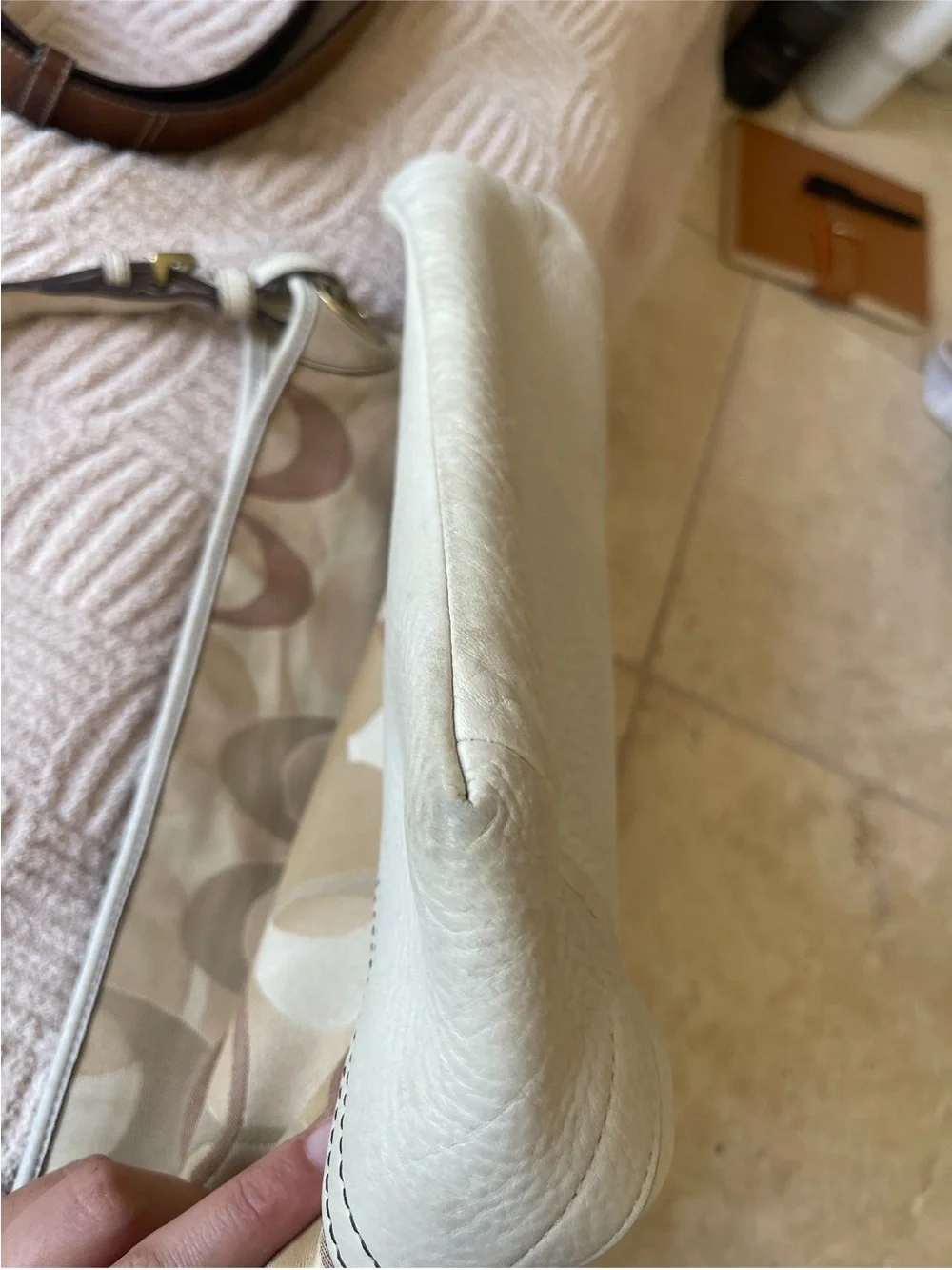 Coach Beige/Tan Signature Shoulder Bag
